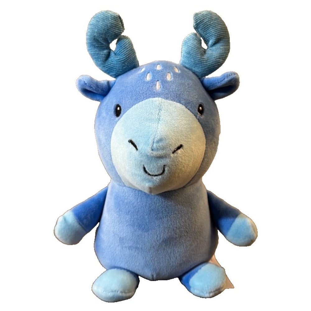 Animal Adventure Stuffed Animal Soft Deer Moose Blue Plush Toy Embroidered Eyes